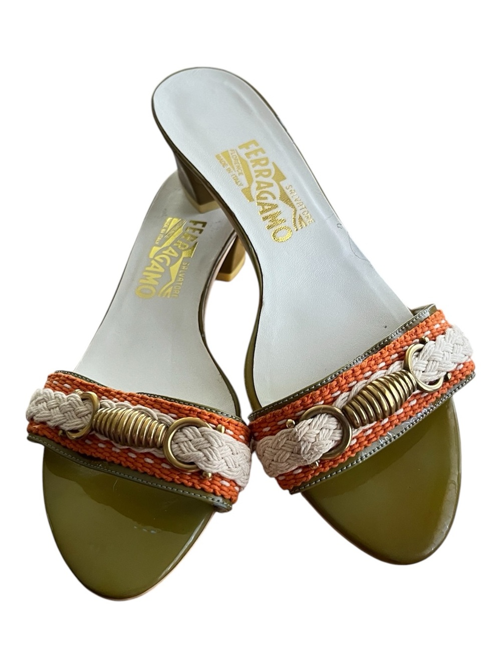 Authentic Vintage Ferragamo slip on sandals